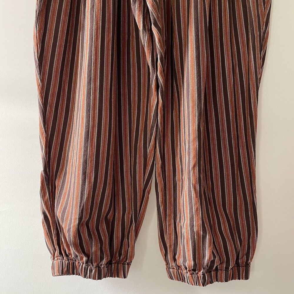 Free People Brown Striped Western Boho Ellie Pull On Barrel Pants - Size L - Picture 4 of 13